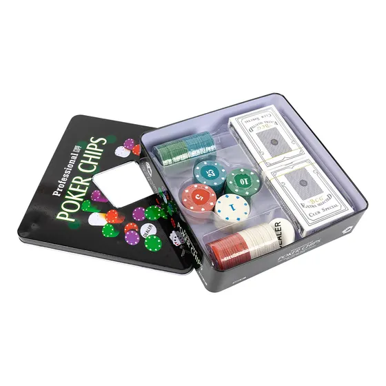Juego De Poker Set De 100 Fichas Y Cartas En Lata