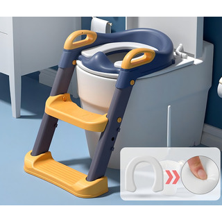 Troninho Almofadado Gimboo Azul/amarillo Asiento Adaptador Con Escalera Troninho Almofadado Gimboo Azul/amarillo Asiento Adaptador Con Escalera
