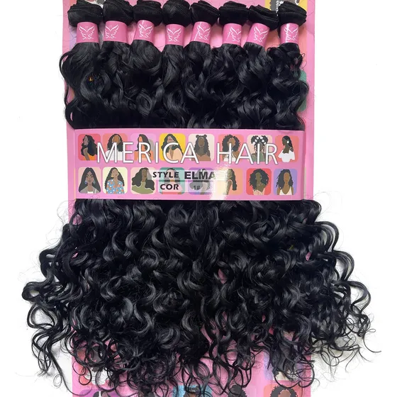 Cabelo Orgânico Cacheado - Elma - Merica Hair - Super Star Cor 1 Preto Intenso
