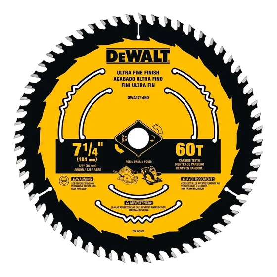 Disco De Sierra 7-1/4'' 60t Corte Fino Dewalt Dwa171460