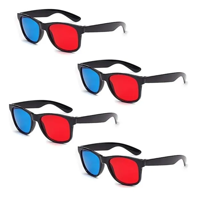 Set De 4 Gafas 3d Rojas Y Azules Jinshining Universales