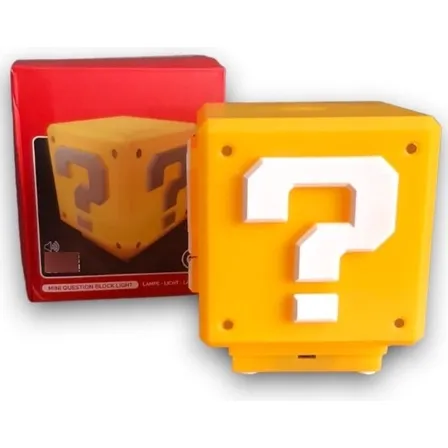 Lampara Cubo Mario Bros Con Luz Led Y Sonido Carga Usb Estructura Amarillo