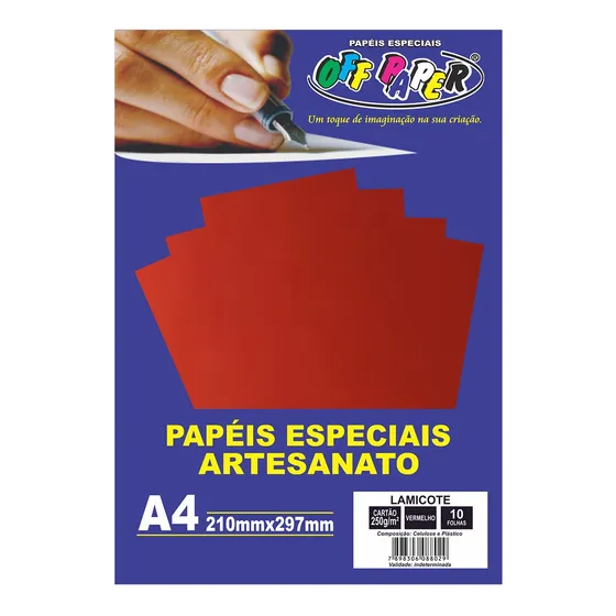 Papel Lamicote A4 250g/m² 10 Folhas Off Paper Vermelho