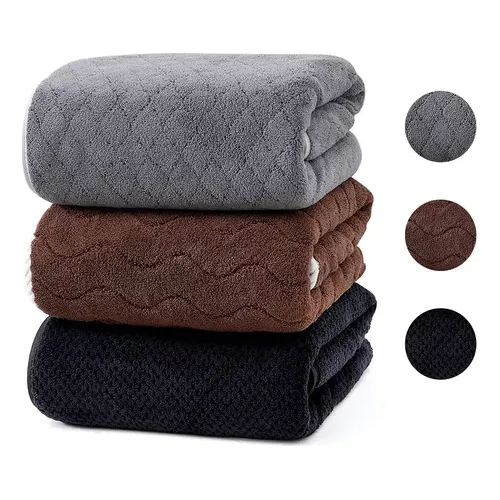 3pcs Juego De Toallas Baño Grande Yuriria Rayas Negro Marrón Y Gris Oscuro 140x70cm