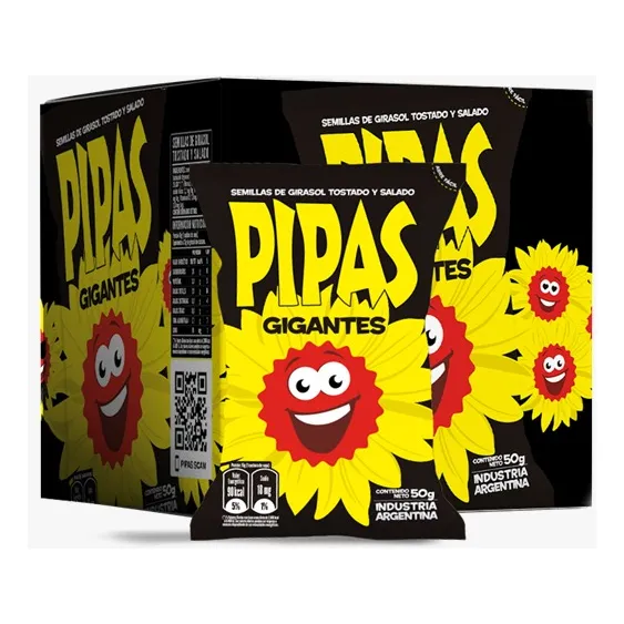 Pipas Semillas Girasol Gigantes Tostadas Sal 50g Caja X 12 unidades