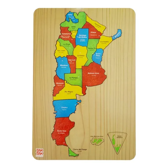 Mapa Madera Argentina Provincias Capitales Encastre Puzzle
