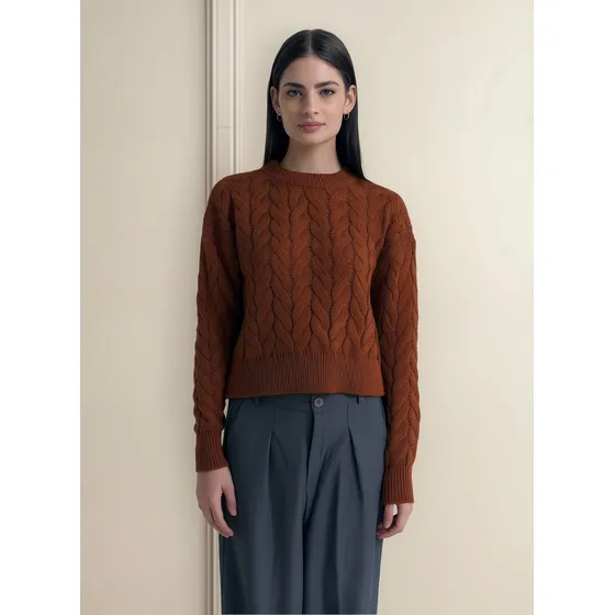 Sweater Trenzado Crop Tejido Dralon Proyecto Uno
