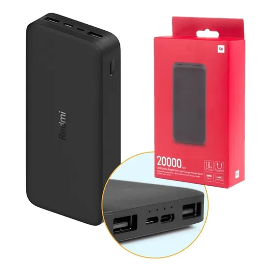 Power Bank Xiaomi 20000 Mah Carga Rápida Negro