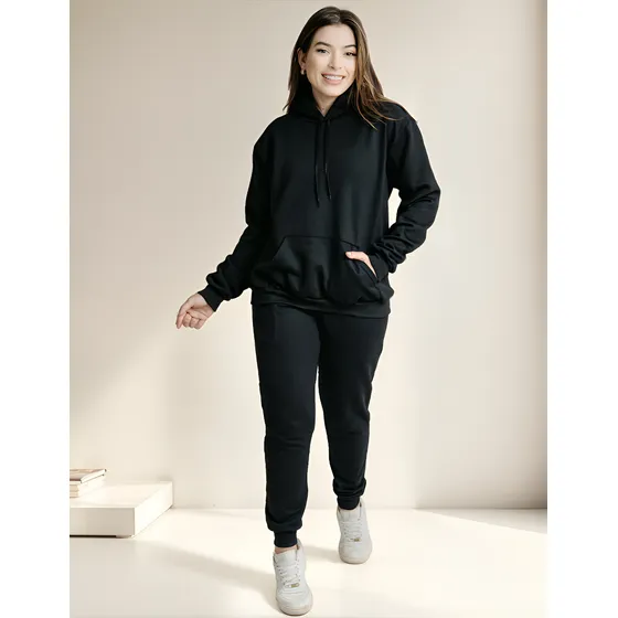 Conjunto Calça E Blusa De Moletom Liso Feminino Unissex