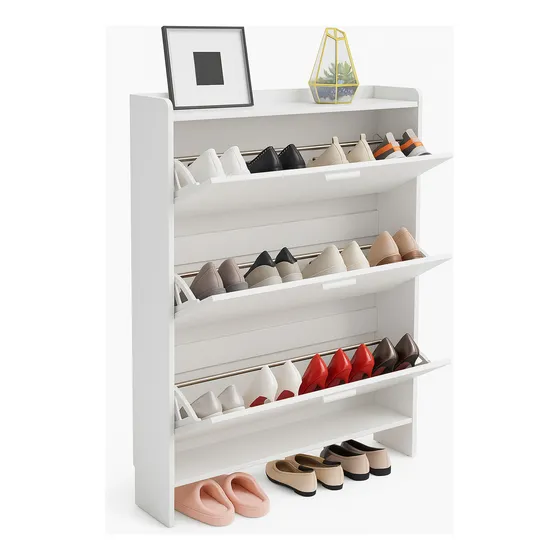 Zapatero Recibidor Eoland Mueble Blanco Organizador Para Zapatos Cajonera Mueble Para Zapatos Madera 3 Cajones Guarda Zapatos