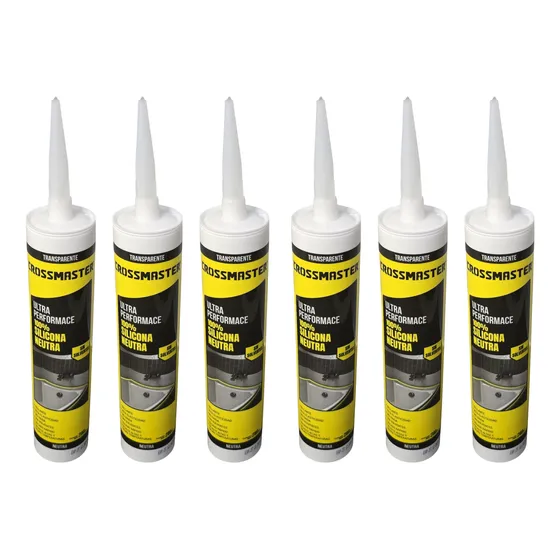 6 Selladores Silicona Neutra 280ml Transparente Crossmaster
