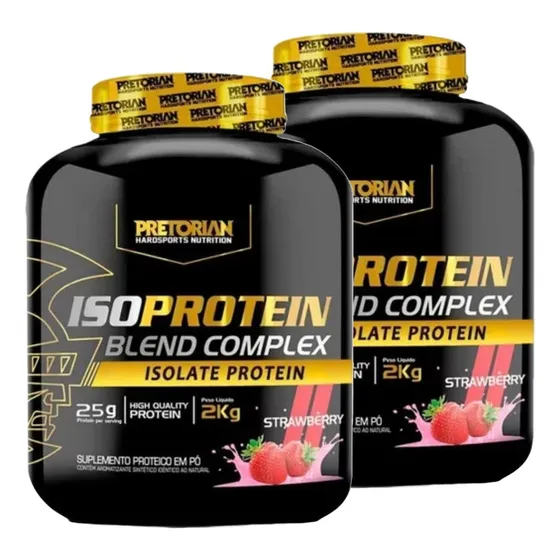 Kit 2 Suplementos Whey Protein Isolado Iso Protein Blend Complex Xpro Sabor Morango 2kg