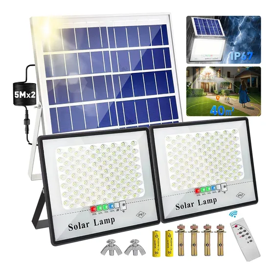 Lámpara Solar Led Exterior 256 Luces Recargable Ip67 3 Modos