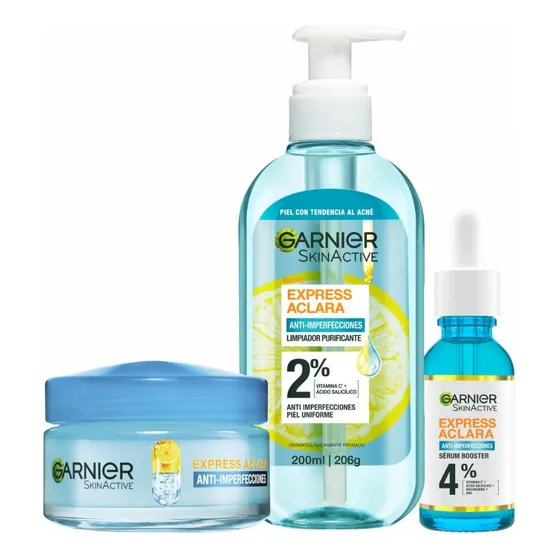 Pack Garnier Antiacné Aclara: Serúm, Crema Gel Y Limpiador