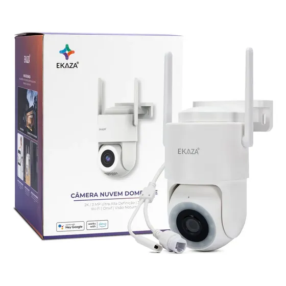 Câmera de segurança Externa Wifi Dome Lite Prova da Água Resistente Ip66 Ekaza Branco