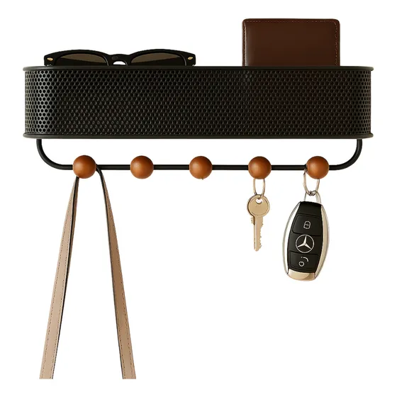 Chaveiro De Parede Porta Chave Com Dupla Instalação Cabideiro Cor Preto Pendurar Chaves Organização e Decoração de Casa Pendurador Lumai