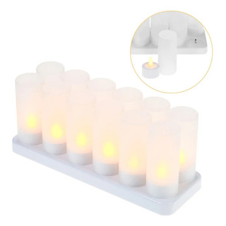 12pcs / Set Recargable Led Parpadeo Velas Sin Llama 12pcs / Set Recargable Led Parpadeo Velas Sin Llama