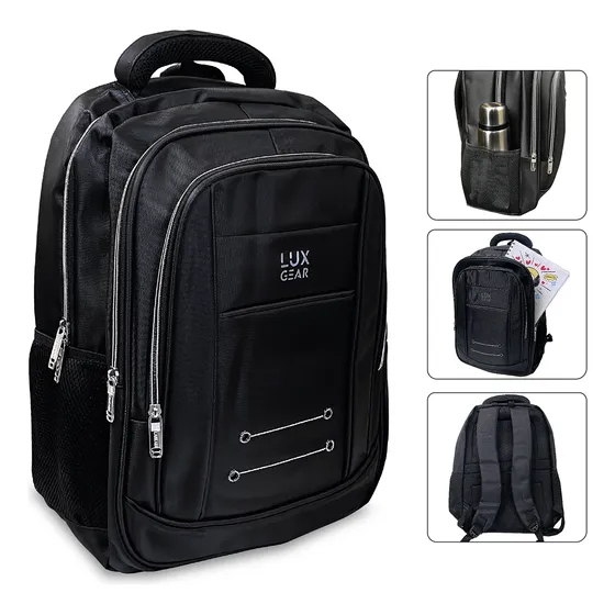 Morral Escolar Notebook Niños Infantil Luxgear 40L Bolso Espacioso Adolescente 2 En 1 Negra Tamaño 46 X 32 X 14 cm