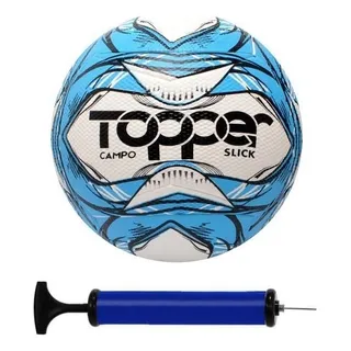 Bola De Futebol Campo Topper Slick + Bomba De Ar - Azul Bola De Futebol Campo Topper Slick + Bomba De Ar - Azul