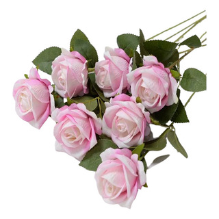 Ramo De Flores Artificiales De Terciopelo, 10 Rosas Falsas Ramo De Flores Artificiales De Terciopelo, 10 Rosas Falsas