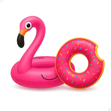 Kit 2 Boias Flamingo Donuts Piscina Infantil E Adulto 90 Cm Flamingo