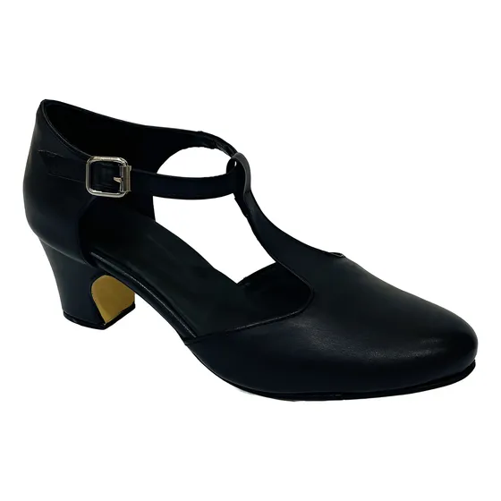Zapatos De Folklore - Jazz Cuero Pu Beige - Taco 5,5 Cm