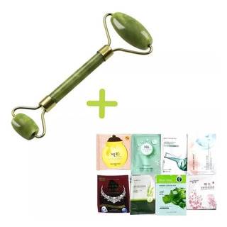 Rodillo De Jade Facial Masajeador + 12 Mascarillas Coreanas Rodillo De Jade Facial Masajeador + 12 Mascarillas Coreanas