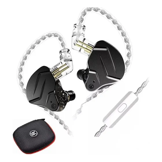 Fone De Ouvido Kz Zsn Pro X Com Microfone Preto + Case