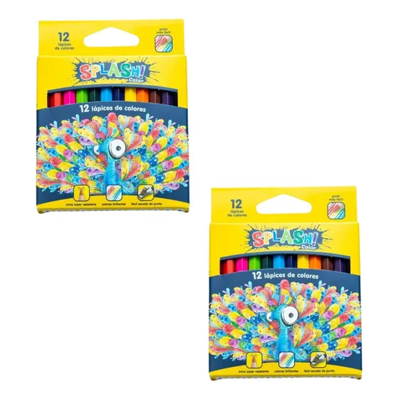 Set X 2 Lápices De Color Faber Castell Splash Corto X 12 U