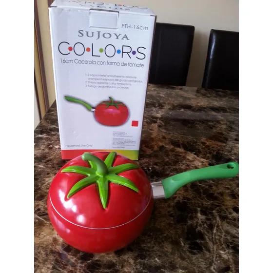 Pailas Ollas Cacerolas Forma Tomate De 16 Cms Doble Teflon