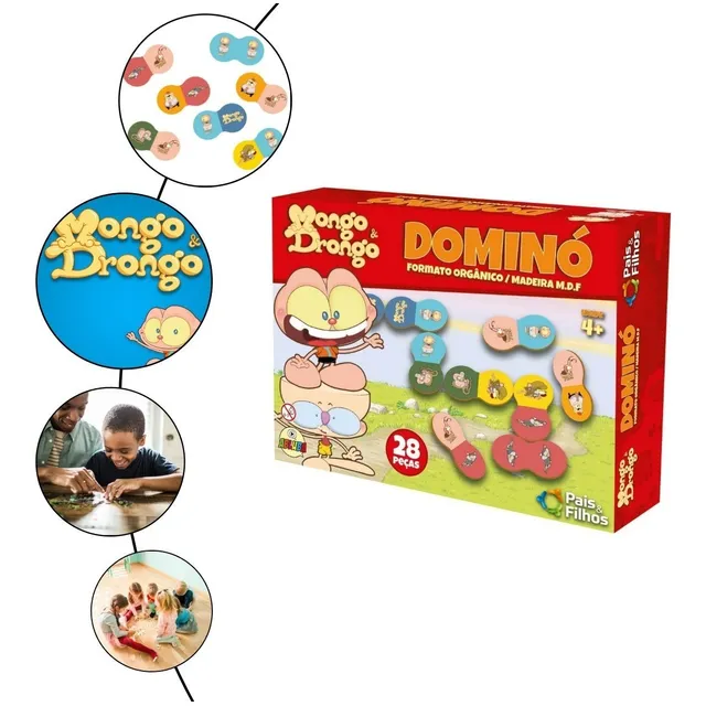 Dominó 28 Peças Mdf Na Caixa Jogo De Dominó Mongo Drongo Nfe