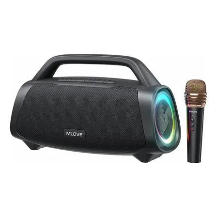 Caixa Som Bluetooth Mlove E10k Portátil Prova D'água Ipx7 Preto 127/220v