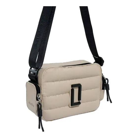 Cartera Morral Bandolera Tampa Simil Puffer Das Luz Beige Goma Inyectada