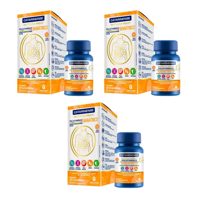 Kit 3 Polivitaminico Bariátrico Catarinense 30 Cp Mastigavel