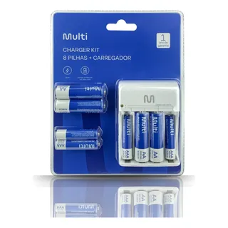 Kit Carregador De Pilha Mais 8 Pilhas Aa/aaa RecarregĂĄveis Kit Carregador De Pilha Mais 8 Pilhas Aa/aaa RecarregĂĄveis