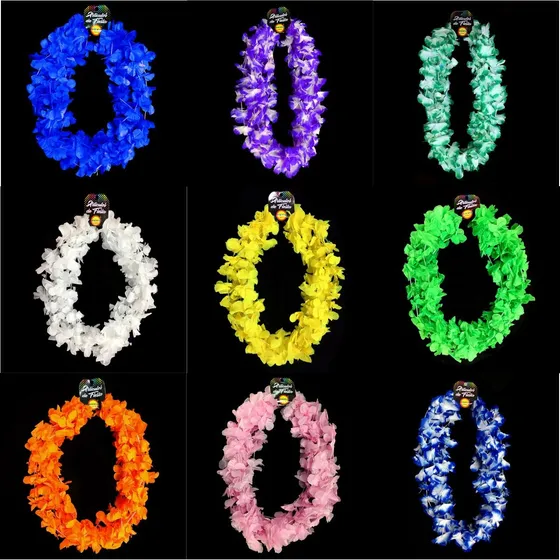 Collar De Flores Elasticado X6 Colores 