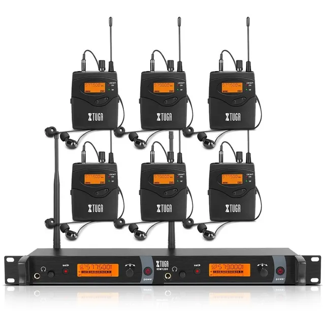 Xtuga Micrófono Inalámbrico Monitoreo 6 Monitoreo 2 Canales Color Em1200 6 Bodypack