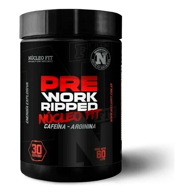 Pre Work Ripped 60 Caps Nucleo Fit Pre Entreno + Quemador