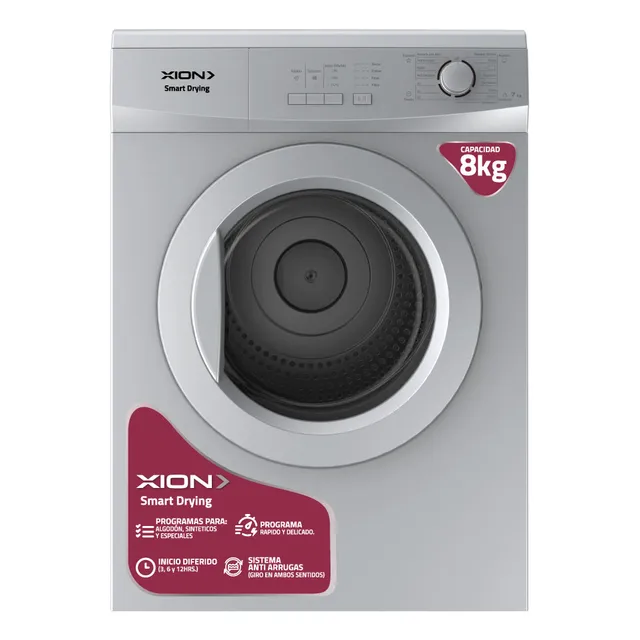 Secarropa 8kg Xion Secadora De Ropa Xi-sec80x Color Plateado