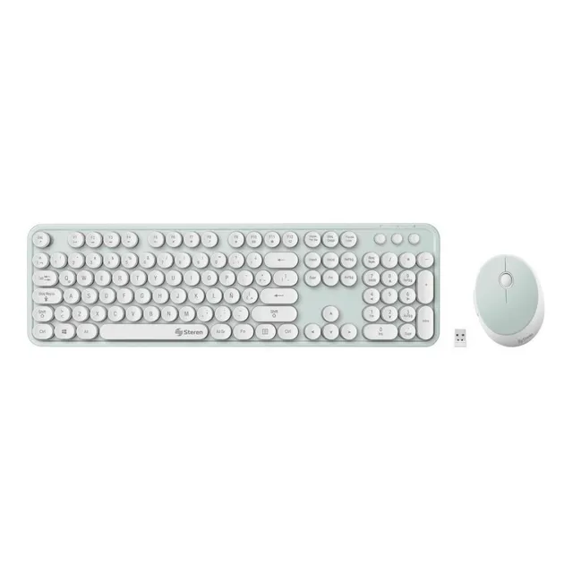 Teclado Y Mouse Inalámbricos Retro Color Verde| Com-6100cve