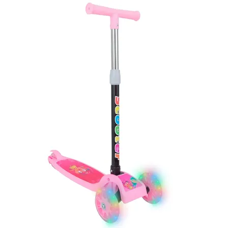Patinete Infantil 3 Rodas Com Led Dobrável Rosa