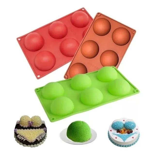 Molde Silicona 6 Semi Esferas Bolitas Para Repostería Cocina Color Sorpresa
