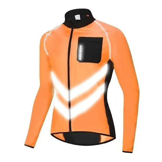 Wosawe® Casaca Cortaviento Reflectiva Ciclismo Naranja