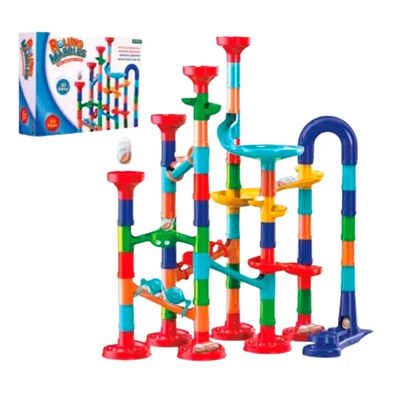 Juego Laberinto Bolitas 93pzs Rolling Marbles Ditoys Niños Color Blanco
