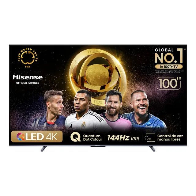 Hisense television 100QD7N pantalla 100 pulgadas,QLED Smart Google TV UHD 4K,control remoto por voz con Alexa,Dolby Vision Atmos, Modo de juego PRO de 144 Hz, AMD Freesync Premium PRO