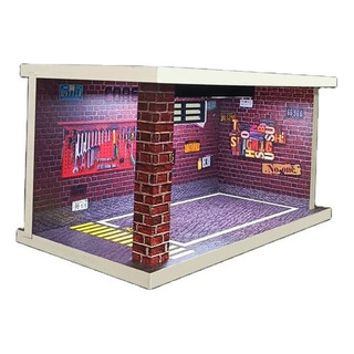 Diorama Expositor Garagem Cenário Para Miniatura C/ Led 1/32 Diorama Expositor Garagem Cenário Para Miniatura C/ Led 1/32