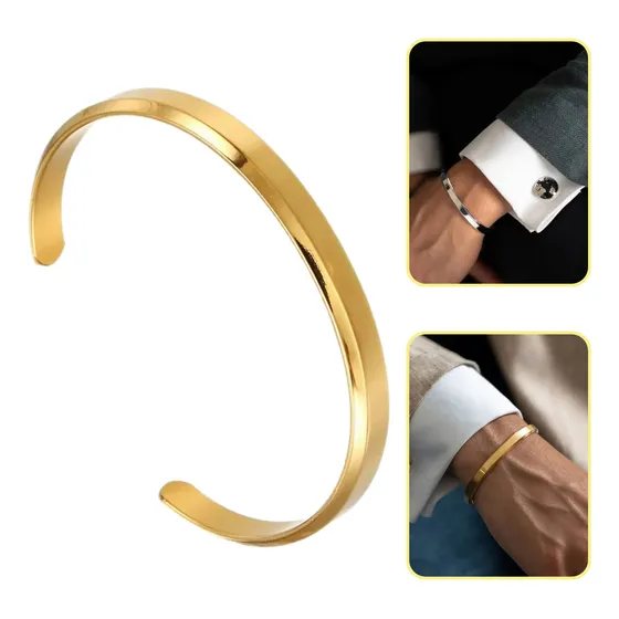 Pulseira Bracelete Em Aço Titânio Não Enferruja - Ajustável