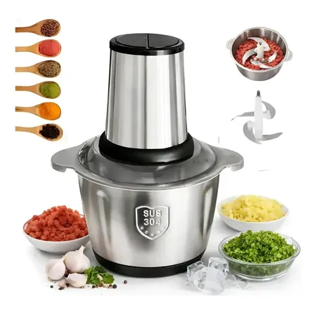 Processador Triturador Elétrico De Alimentos E Legumes Inox Prateado 220v
