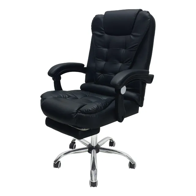 Silla de escritorio Silla 003 YX-7165 ergonómica negra con tapizado de vinipiel