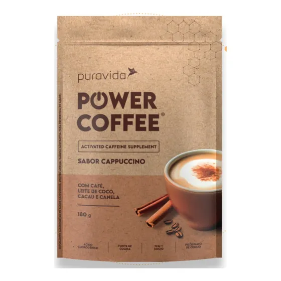 Power Coffee Refil 180g Pura Vida Sabor Cappuccino